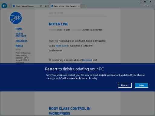 WebPagetest Sydney results showing Windows 8 needs a restart