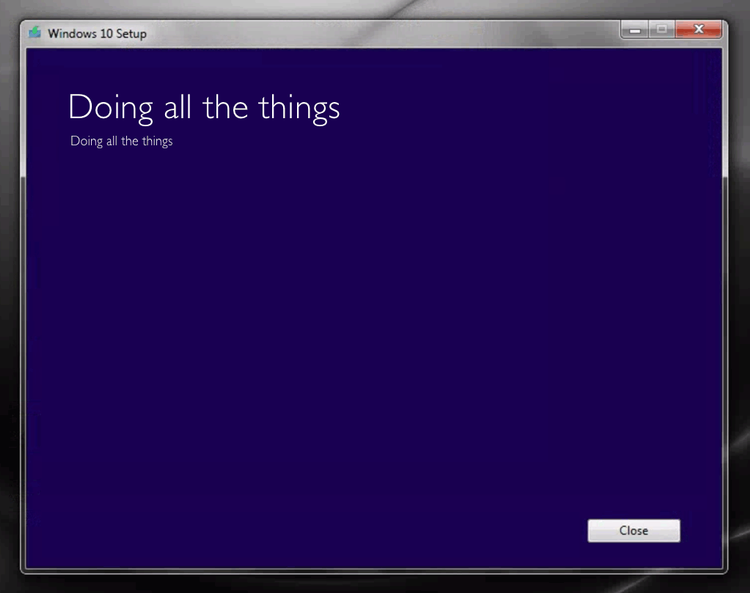 Microsoft error message: Doing all the things