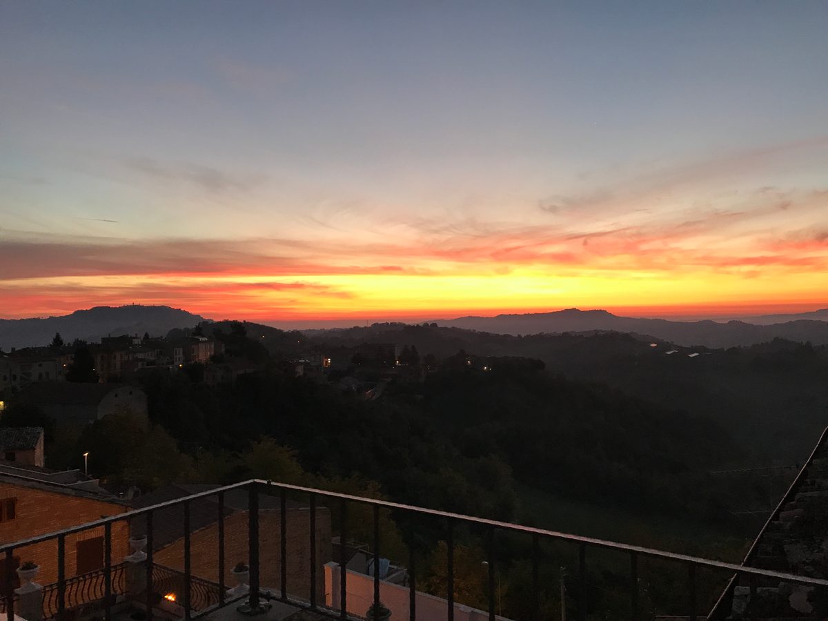 Sun rising over regional Italy