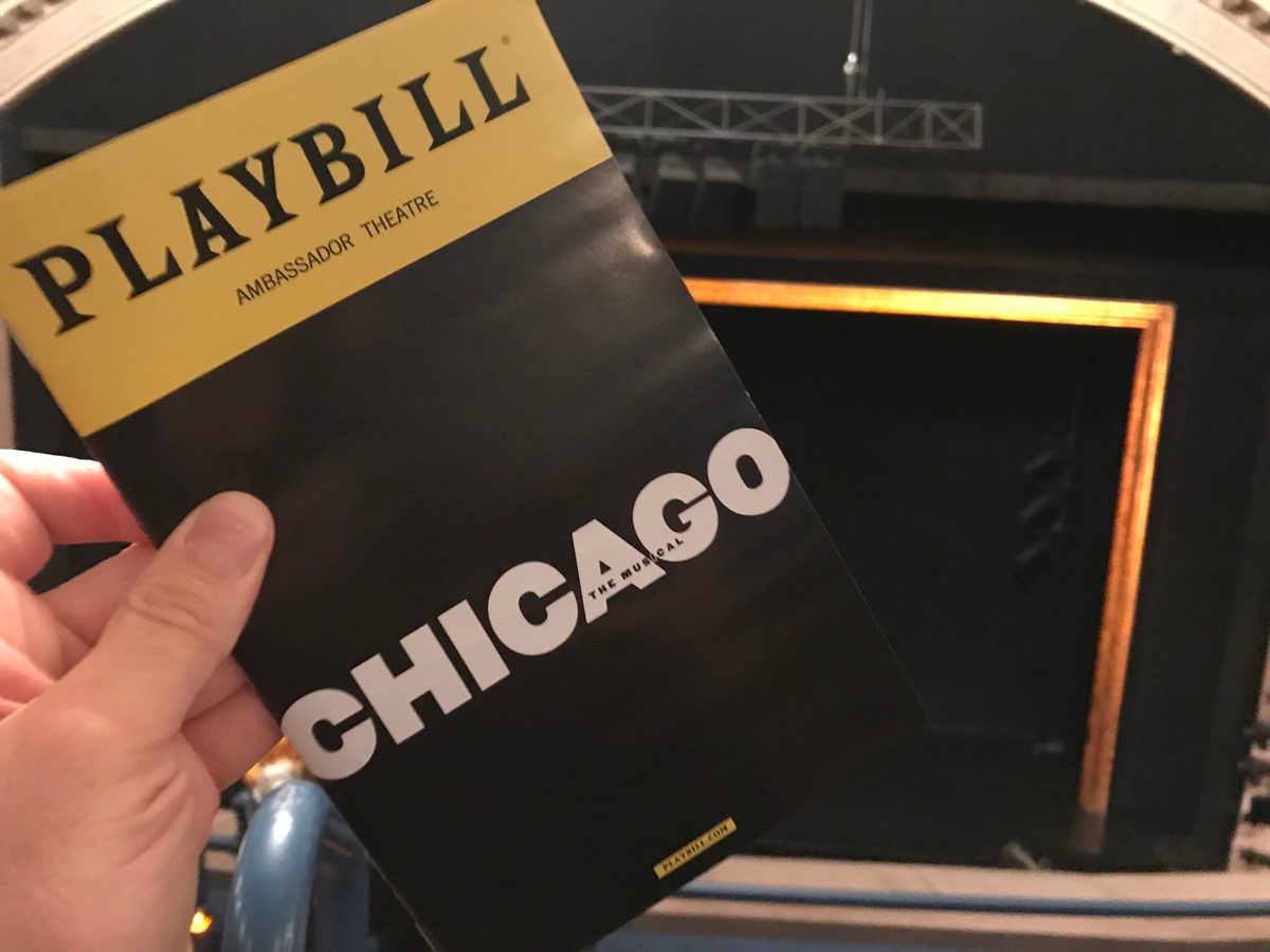 Chicago Playbill cover with the stage in the background