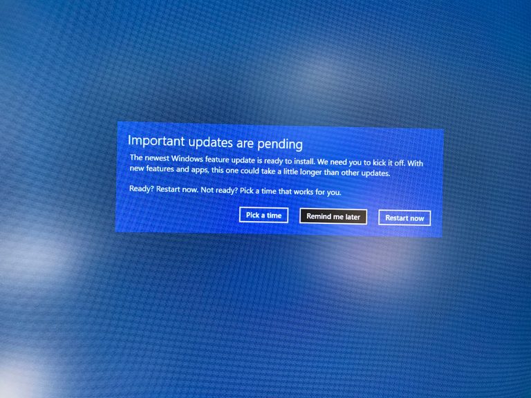Windows notice "important updates are pending"