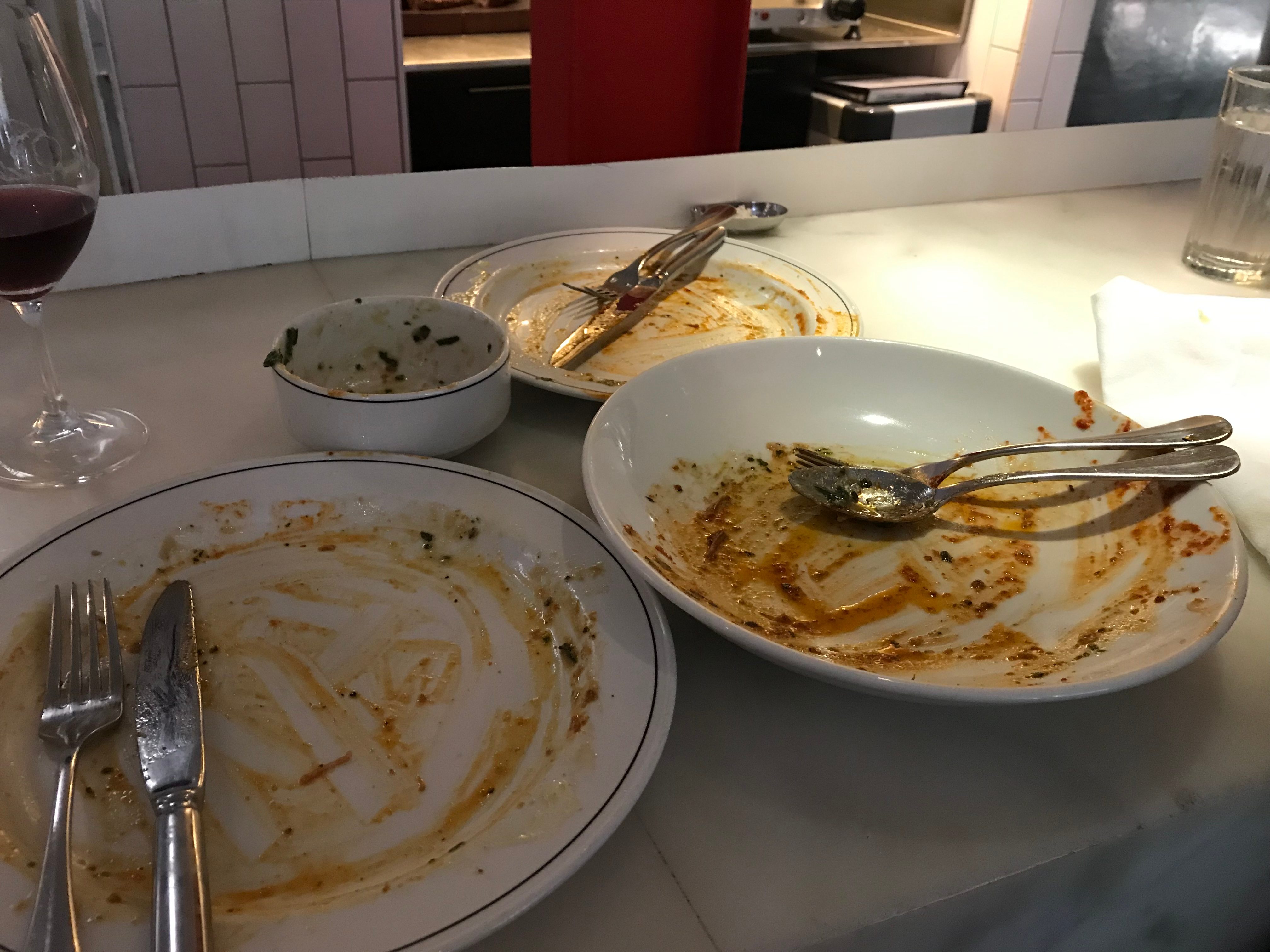 Four empty plates