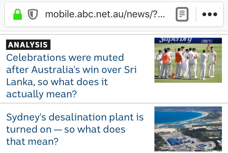 Two consecutive headlines from ABC News ending with the question “what does that mean?”