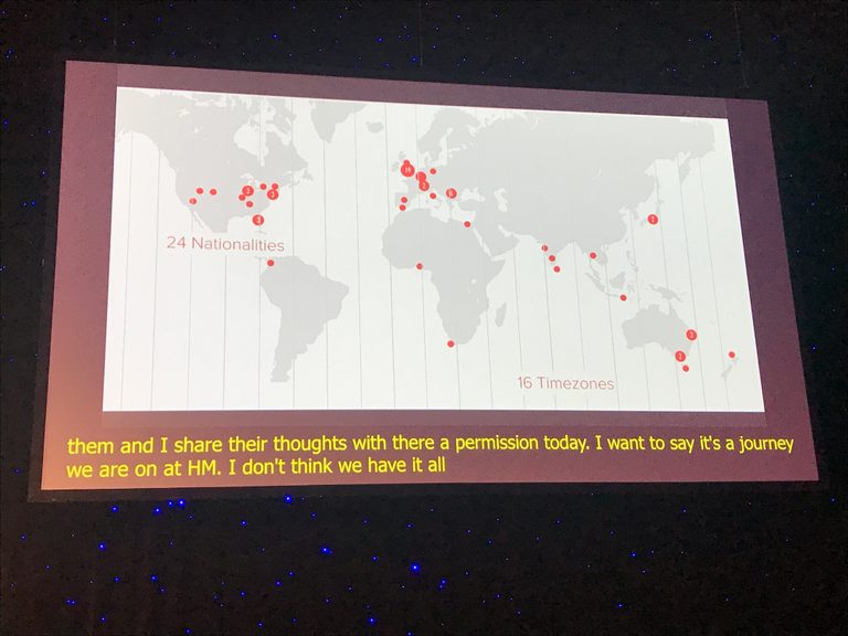 A slide showing a world map with pins dropped in numerous locations