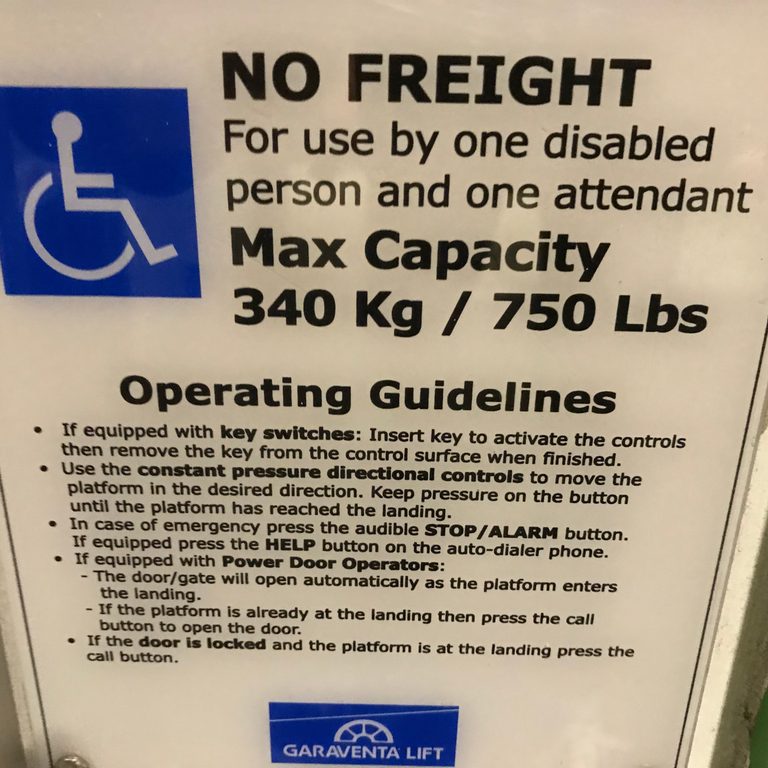 Instructions for disabled lift headed no freight