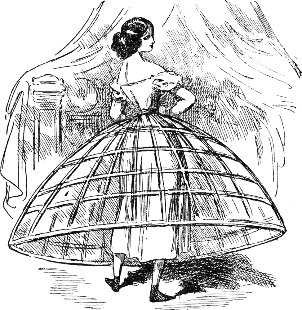 Illustration of Victorian era hoop skirt