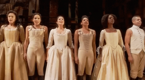 Animation of Hamilton curtain call showing an endless line of people.